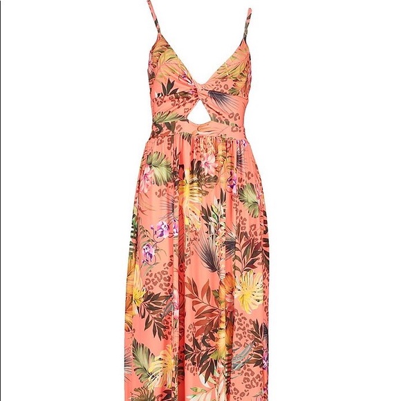 Petite Twist Front Tropical Print Maxi - Picture 3 of 4